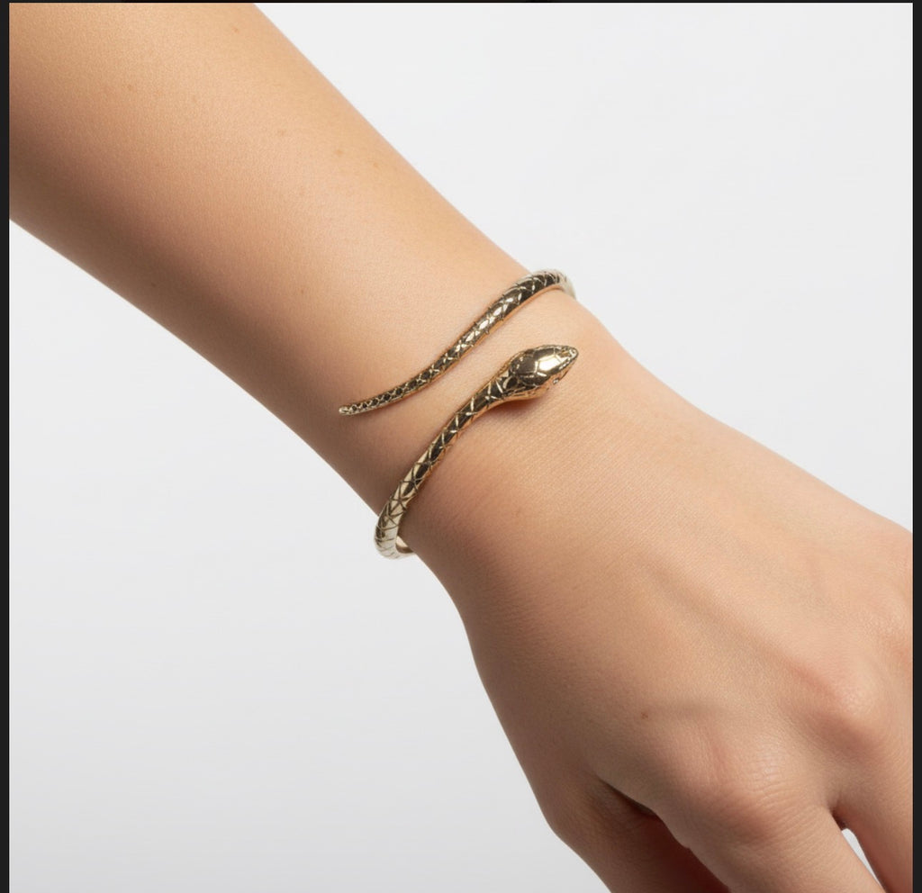 Gold Serpent Wrap Bracelet- Adjustable