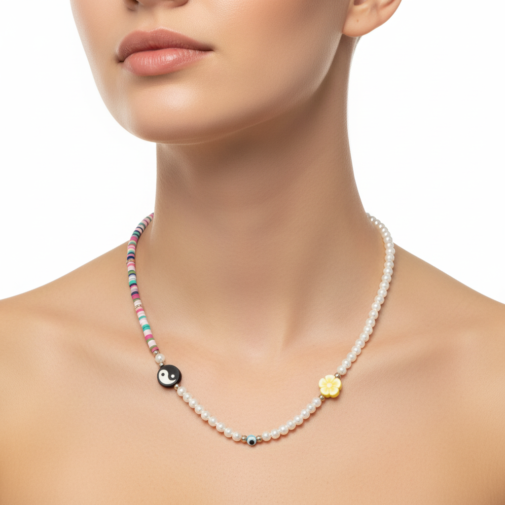 Colorful beaded in pro Yin-Yang necklace