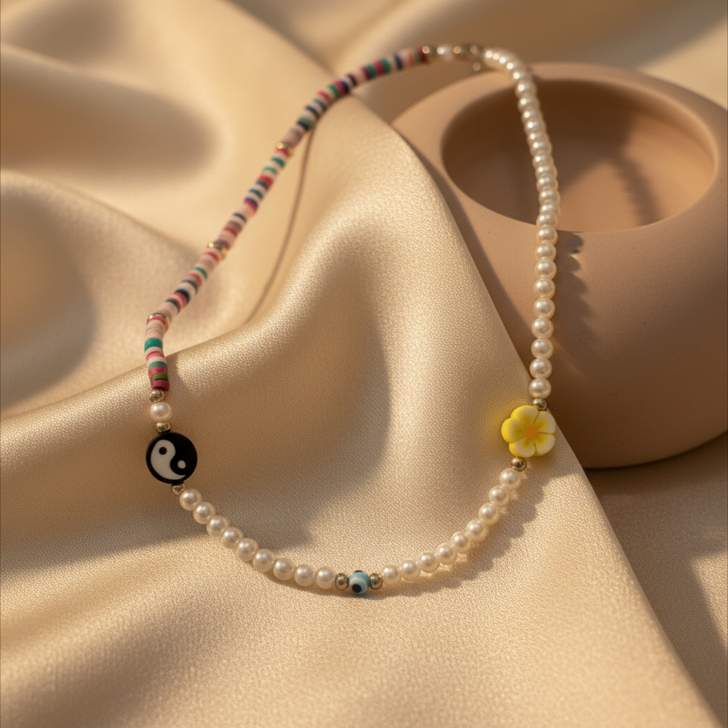 Colorful beaded in pro Yin-Yang necklace