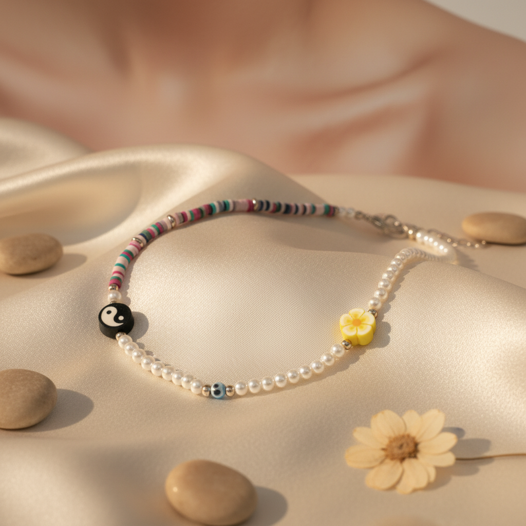 Colorful beaded in pro Yin-Yang necklace
