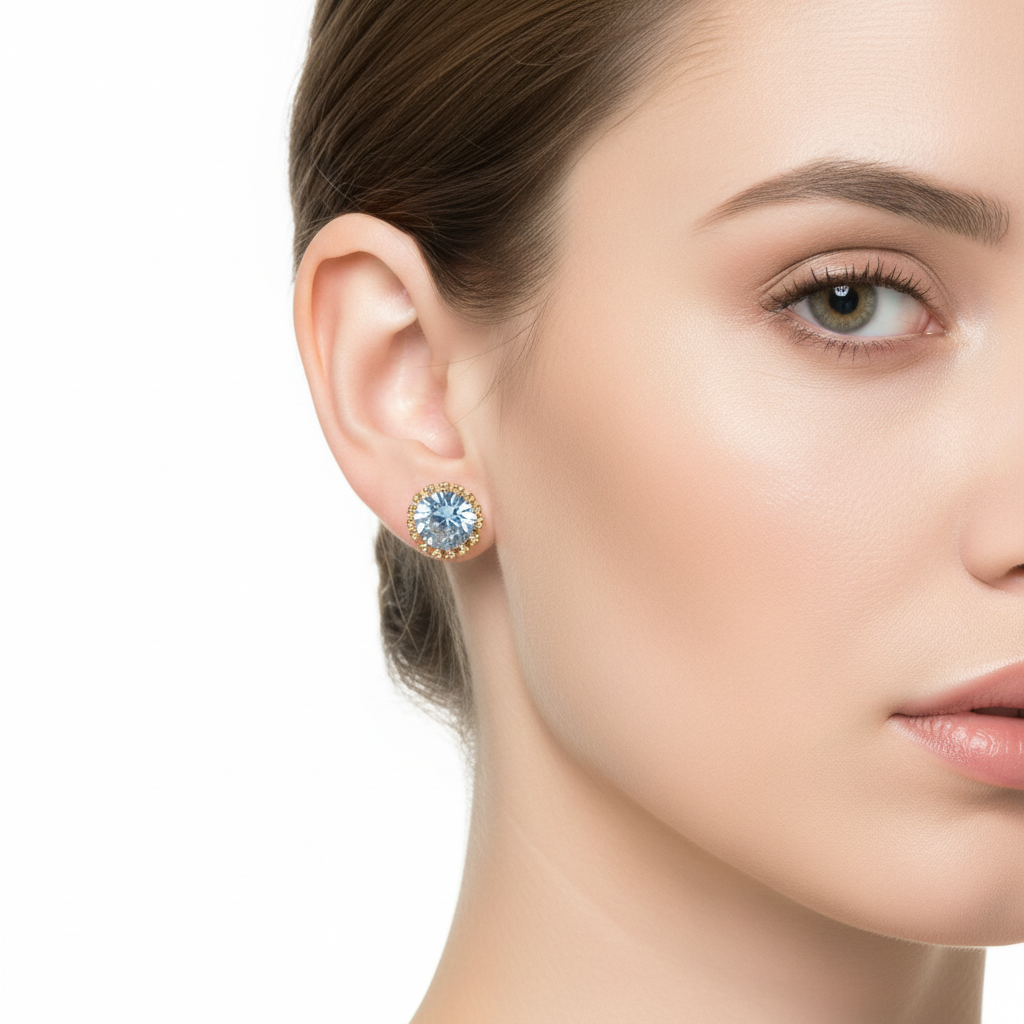 Radiant Halo Stud Earrings- Gold Plated
