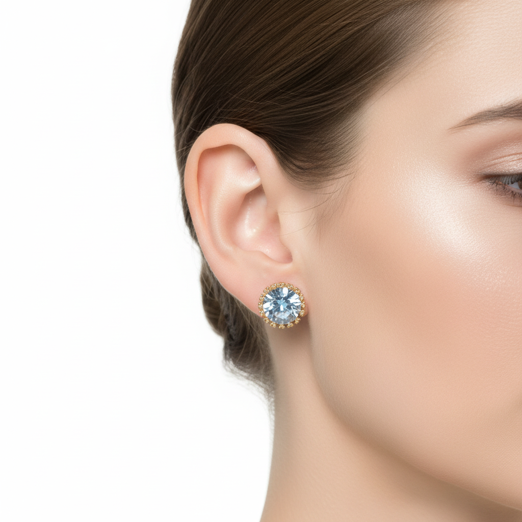 Radiant Halo Stud Earrings- Gold Plated