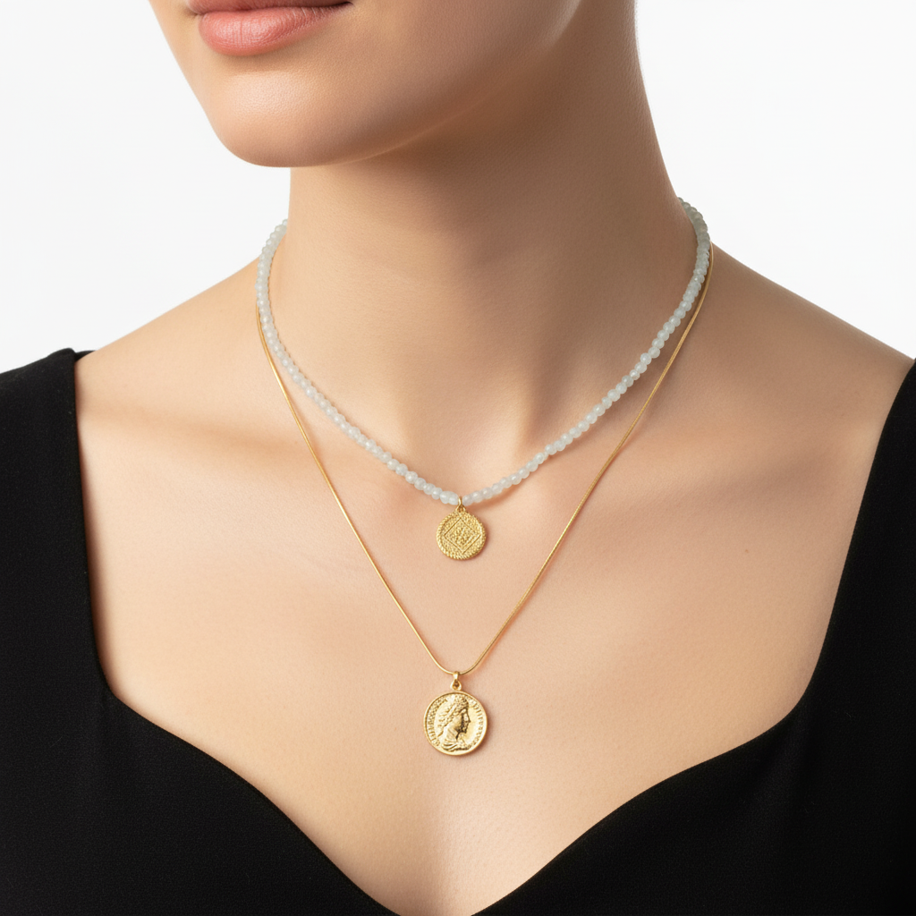 Celeste Duo Coin Necklace Set