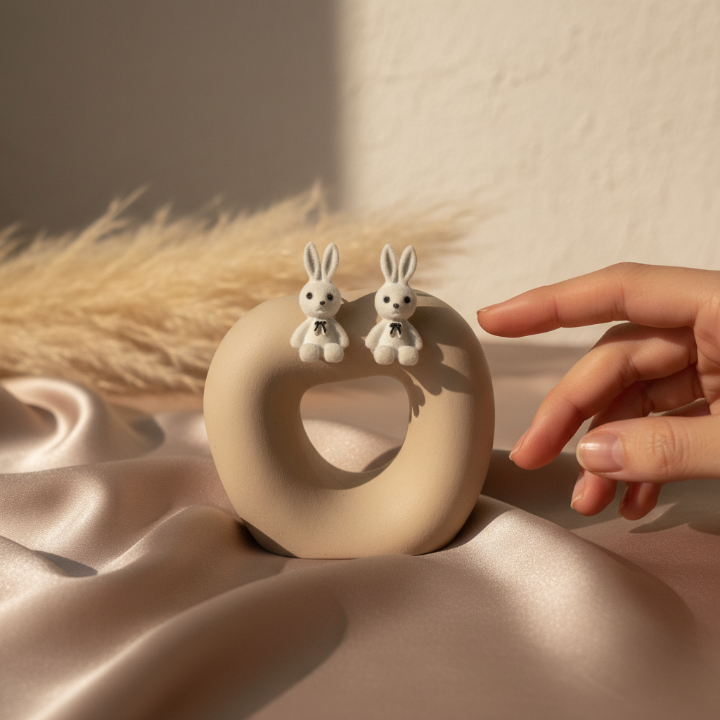 Cute Bunny Stud Earrings for Kids