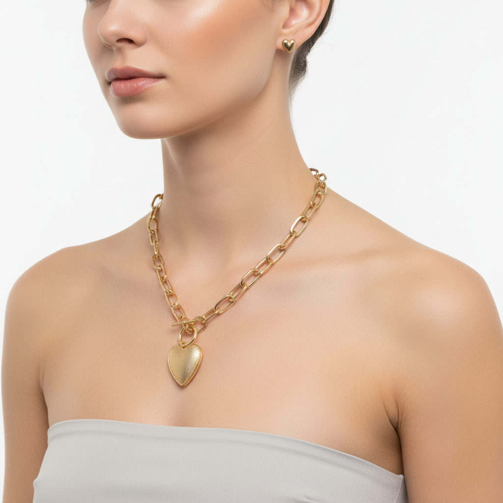 Golden Heart Chain Set