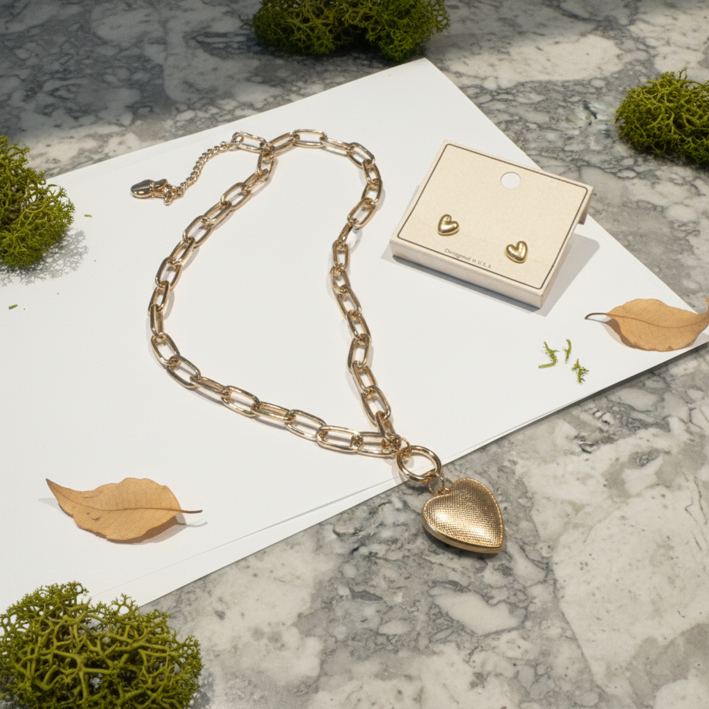 Golden Heart Chain Set