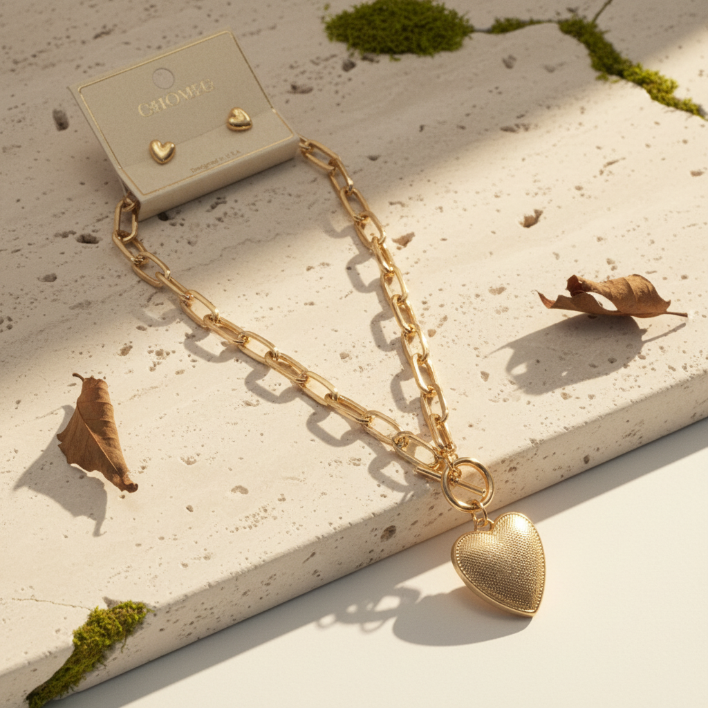 Golden Heart Chain Set